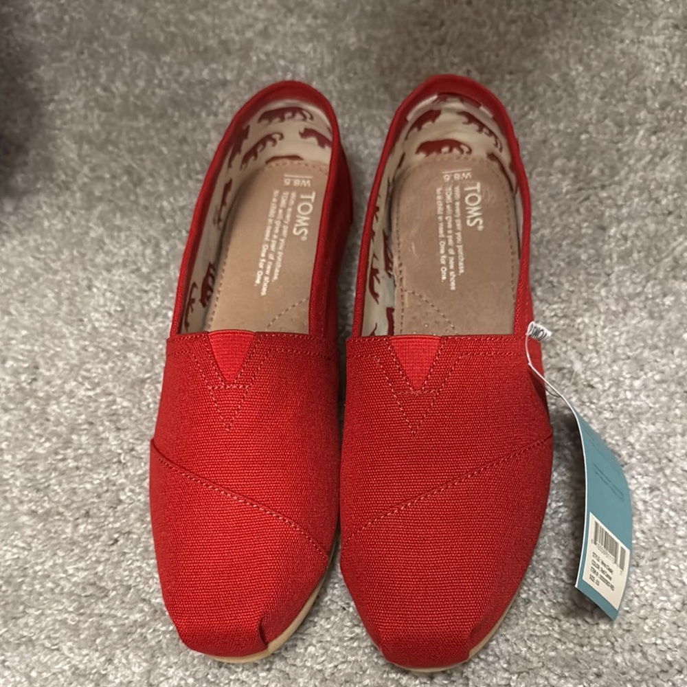 TOMS Vibrant Red Canvas Loafers